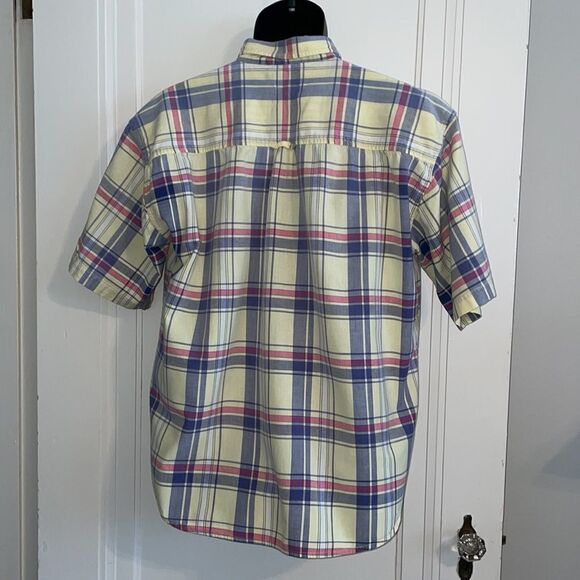 Vtg 80s/90s Archie Fowler yellow plaid short sleeved shirt - Picture 6 of 8